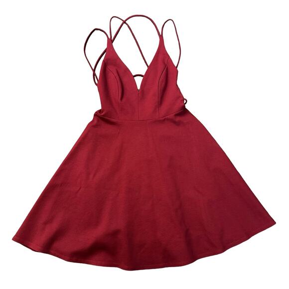 Lulu's Believe in Love maroon strappy open-back fit & flare mini dress size S - Picture 12 of 12